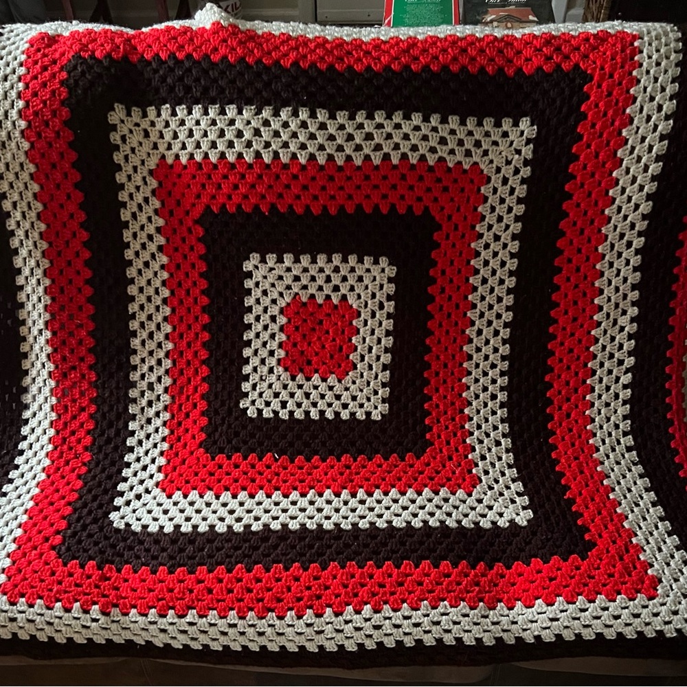 Vintage Handmade Crochet Afghan Blanket Throw 54x45